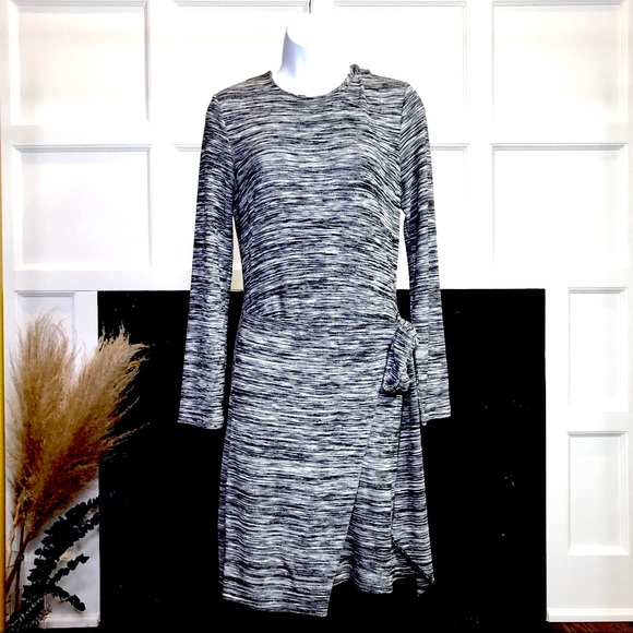 WHISTLES Ira Dress with Wrap Tie Waist in Grey Marl Size 6 - Picture 10 of 10